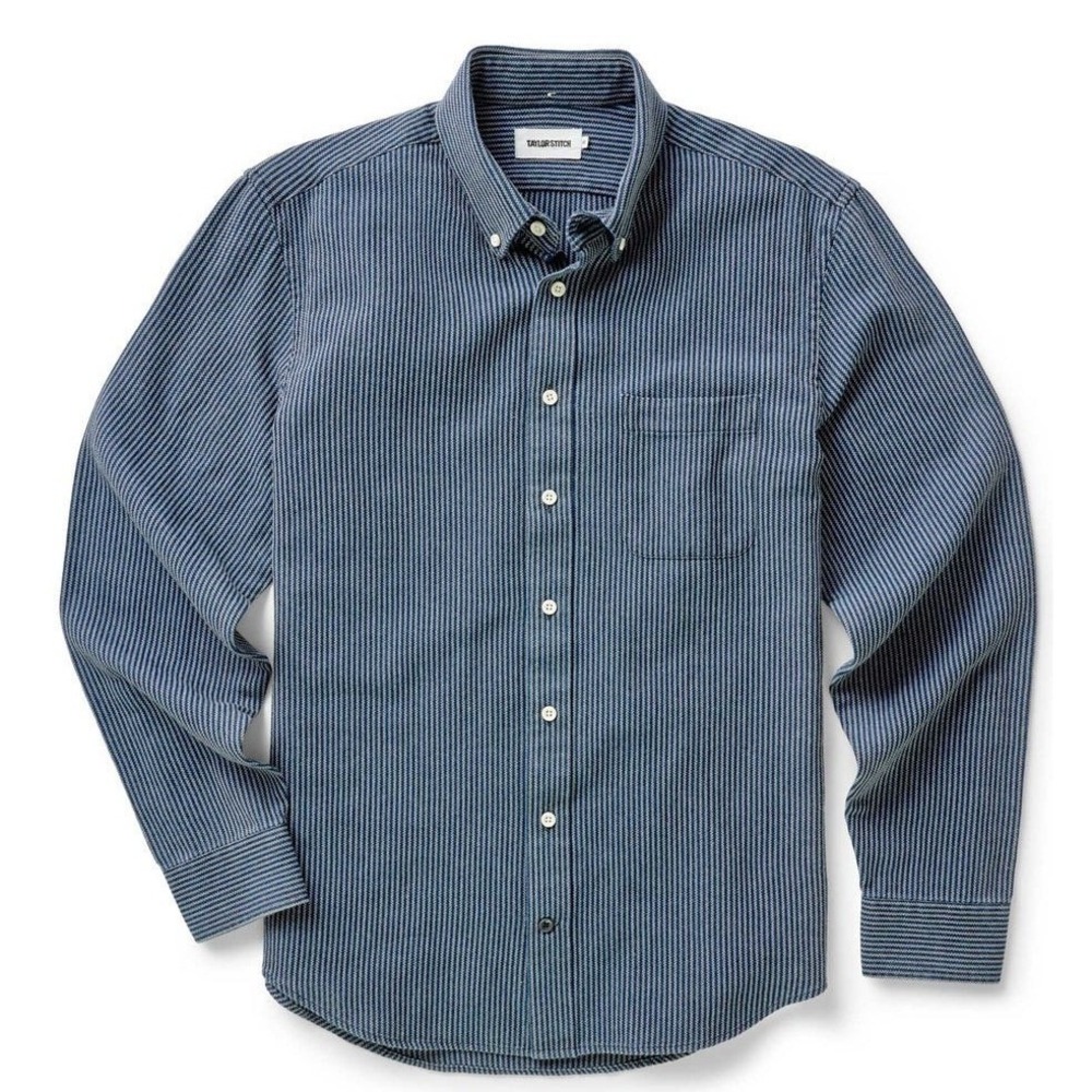 Taylor Stitch The Jack Button Down Oxford Shirt Men 40 Medium Blue Roped Indigo